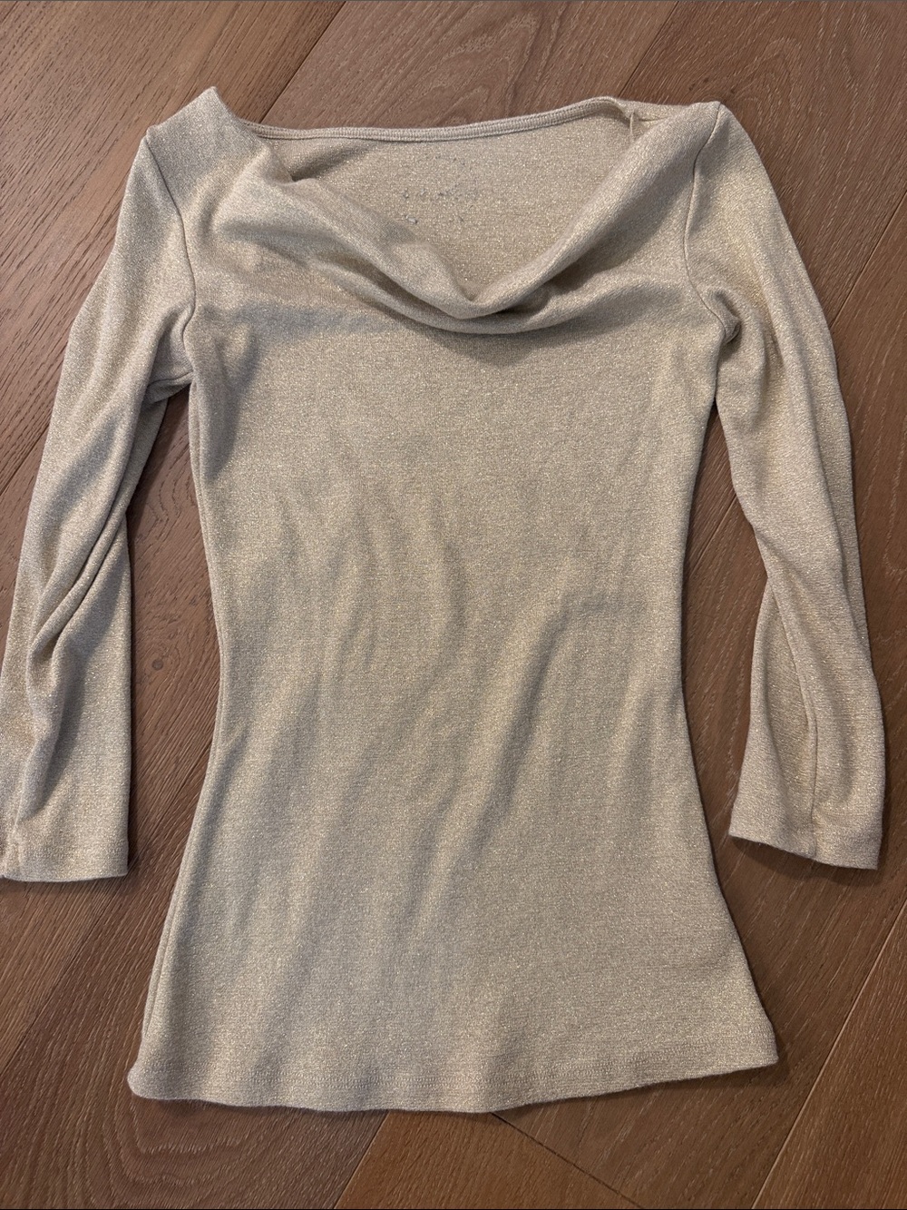 Shimmery Cream Cowl Neck Women's Top